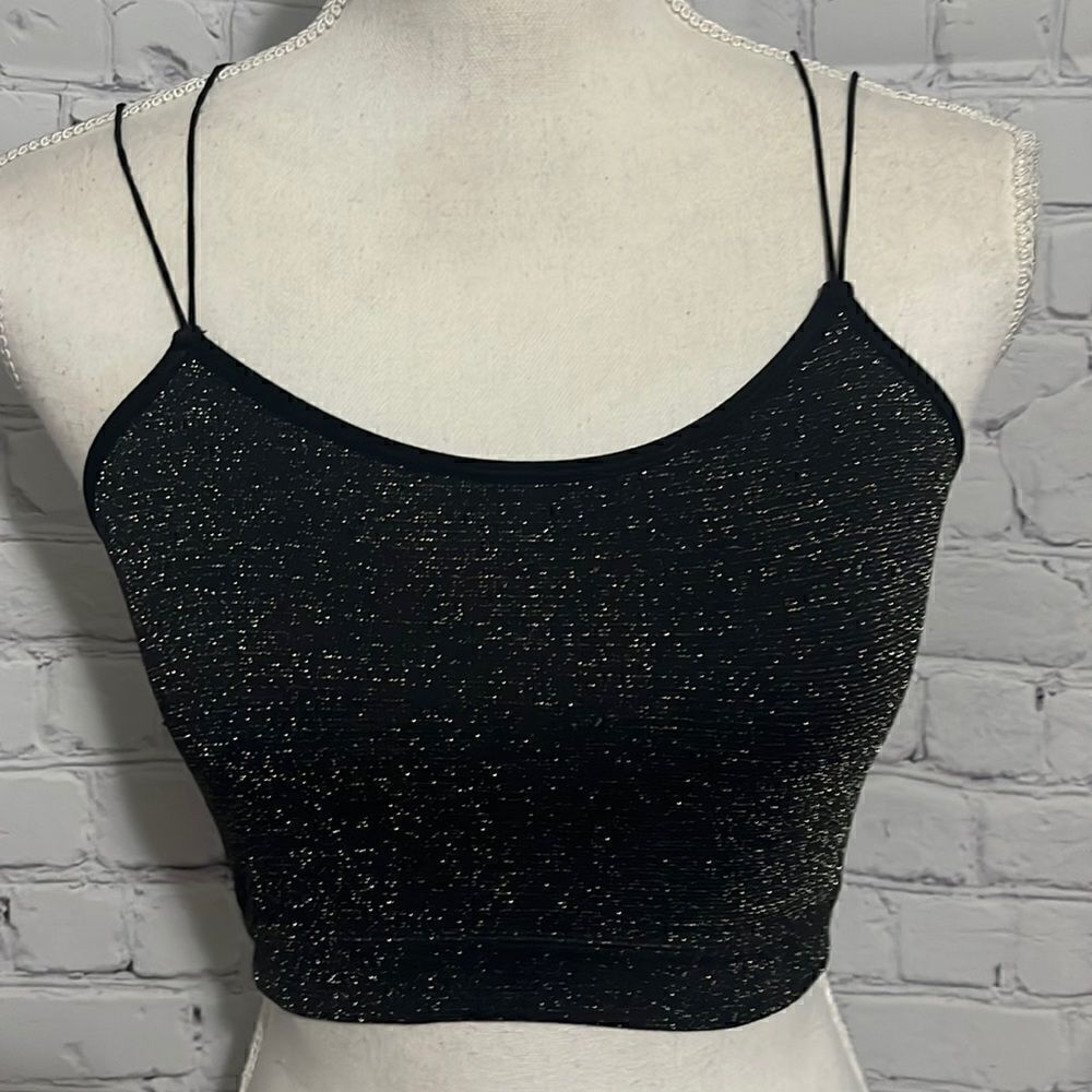 Gilly Hicks - Black Sparkly - Crop Cami - S
